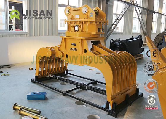 Grapple Pembongkaran Berputar Persegi, Grab Penyortiran Batu Hidrolik Excavator