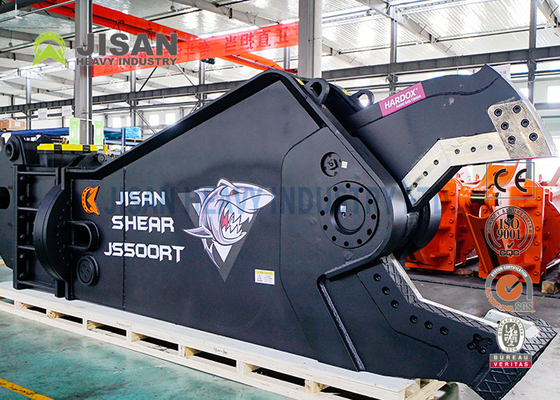 Pemotong Baja Karbon Excavator Dengan Langkah Silinder 800mm Dan Panjang Pisau 450mm
