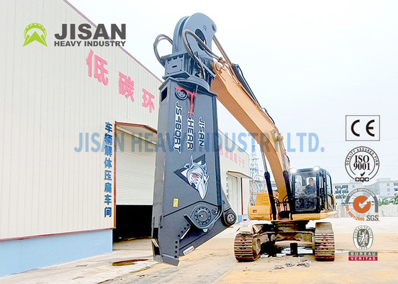 Pemotongan dan Pemulihan Sarang Bahan Dengan Teyun Tycs450rt Hydraulic Shear Untuk Excavator Di Situs Penghancuran Industri