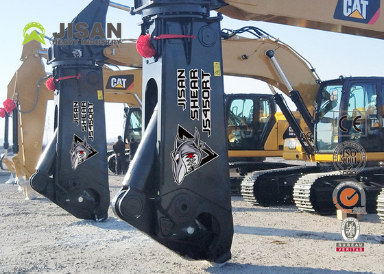 Pemotongan dan Pemulihan Sarang Bahan Dengan Teyun Tycs450rt Hydraulic Shear Untuk Excavator Di Situs Penghancuran Industri
