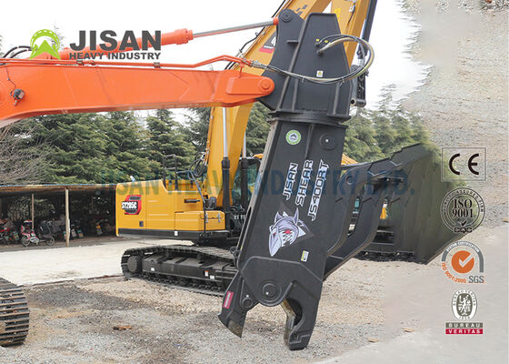 Gunting Logam Ekskavator Baja Tahan Aus Hardox 450 dengan Rotasi 360 Derajat untuk Pemasangan Lengan 40-50 Ton