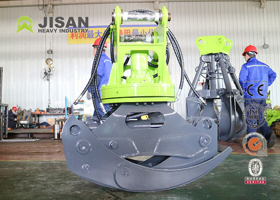 360 derajat Rotasi Hydraulic Log Grapple 45 Ton Memadatkan Kekuatan Untuk 20-30 Ton Excavator