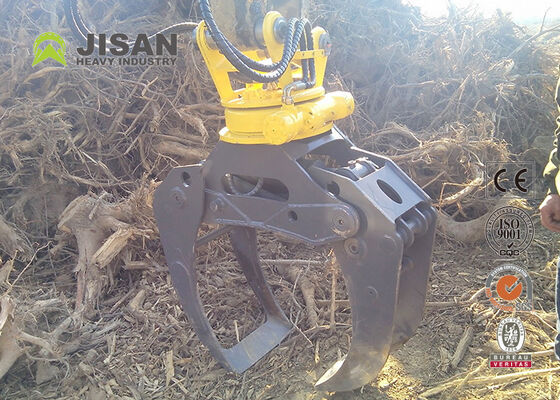 360 derajat Rotasi Hydraulic Log Grapple 45 Ton Memadatkan Kekuatan Untuk 20-30 Ton Excavator