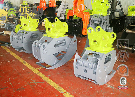 360 derajat Rotasi Hydraulic Log Grapple 45 Ton Memadatkan Kekuatan Untuk 20-30 Ton Excavator