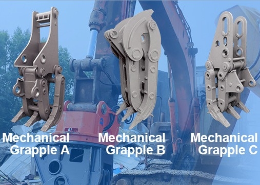 Excavator Baja Kekuatan Tinggi Kuning Rock Grab Hidrolik 1.2M